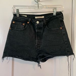 Levi’s Black Denim Ribcage Shorts